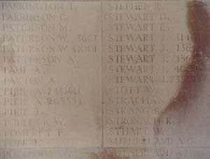 Pte John Stewart, Arras Memorial