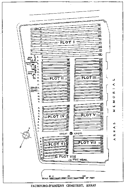 Plan of Faubourg D'Amiens Cemetery, Arras