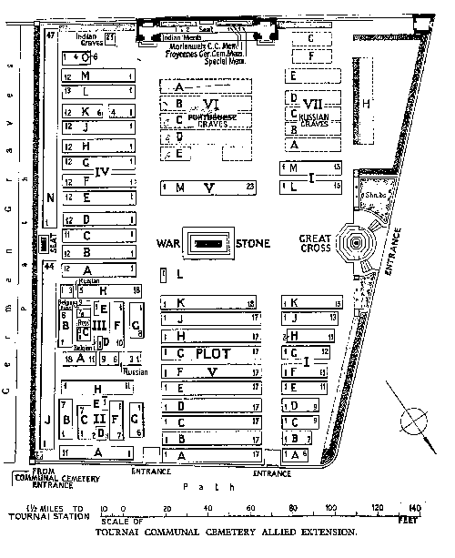 Plan of Tournai Cemetery Extension