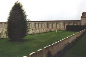 The Memorial Wall surrounding Pozieres Cemetery