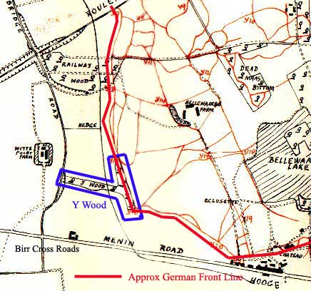 Map of German front line trench system at Hooge - Bellewarde Ridge 