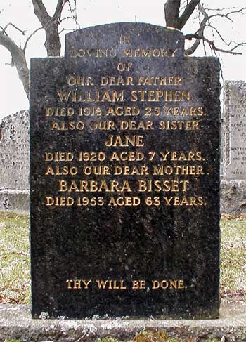 The grave of William Stephen in Kennethmont Kirkyard ( Old)