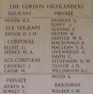 The names of Gordon Highlanders, Kanchanaburi